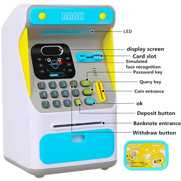 Mini ATM Money Bank with Electronic Lock Face Recognition Auto Scroll Paper Money & Coin for Kids Teens Boys Girls - Image 5