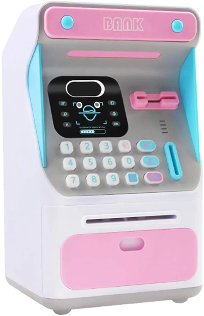 Mini ATM Money Bank with Electronic Lock Face Recognition Auto Scroll Paper Money & Coin for Kids Teens Boys Girls - Image 2